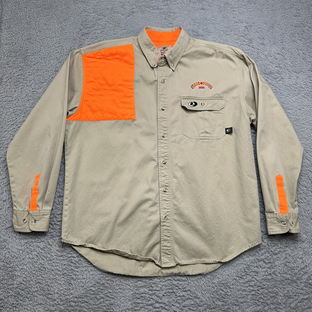 Mossy Oak Shirt Mens XL Blaze Button Long Sleeve Hunting Shooting Land O Lakes